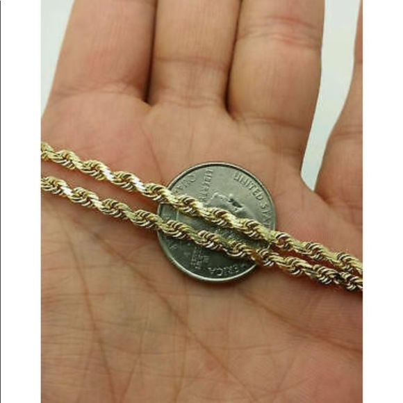 18K Genuine Real Gold Rope Chain 3MM 22 Inches - Picture 2 of 2